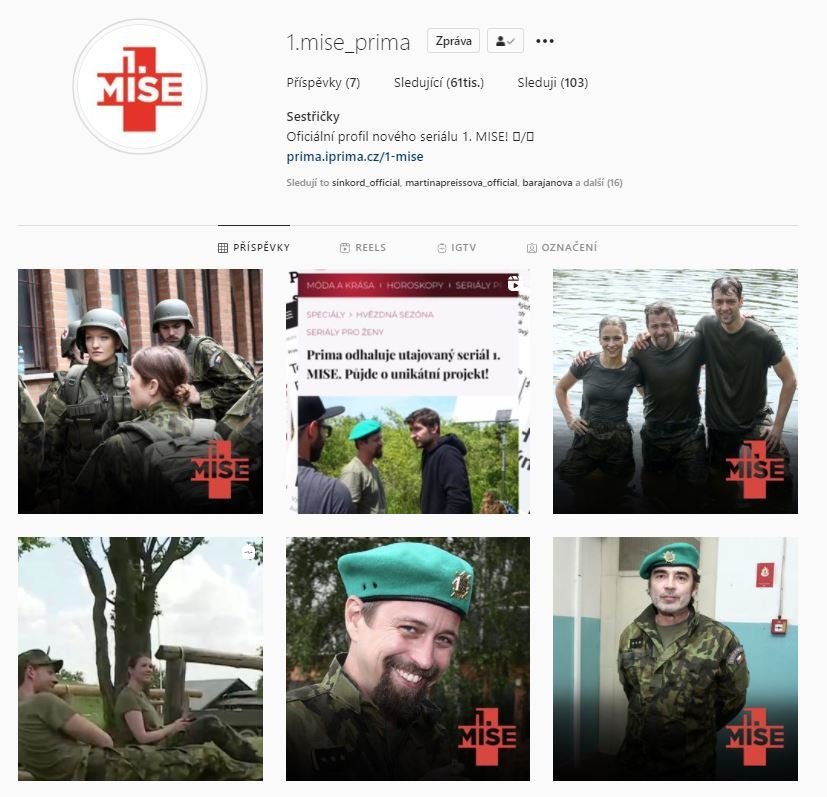 Instagramový účet Sestřiček byl nahrazen 1. MISÍ