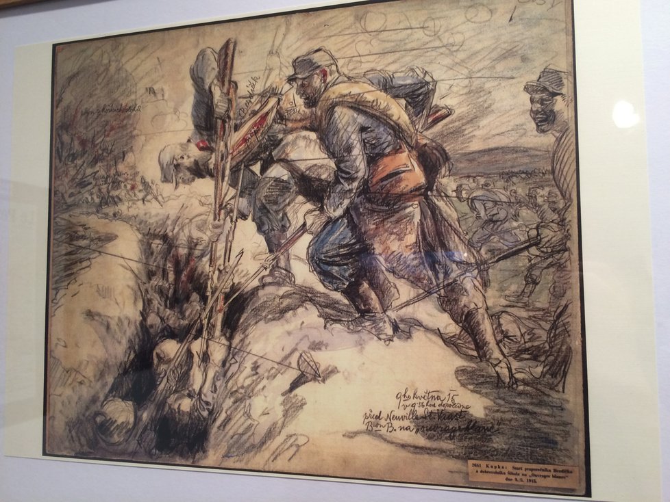 Součástí expozice je i obraz významného malíře Františka Kupky. Ten se války dobrovolně zúčastnil a v bojích byl raněn.