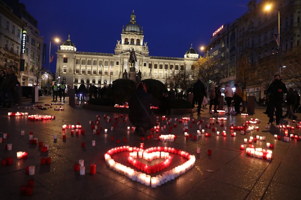 Václavské náměstí během 17. listopadu 2020