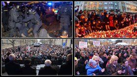 Policie v akci, Národní třída plná svíček, Albertov zaplněný studenty a Václavské náměstí s tisícovkami lidí. To byla Praha 17. listopadu 2016.
