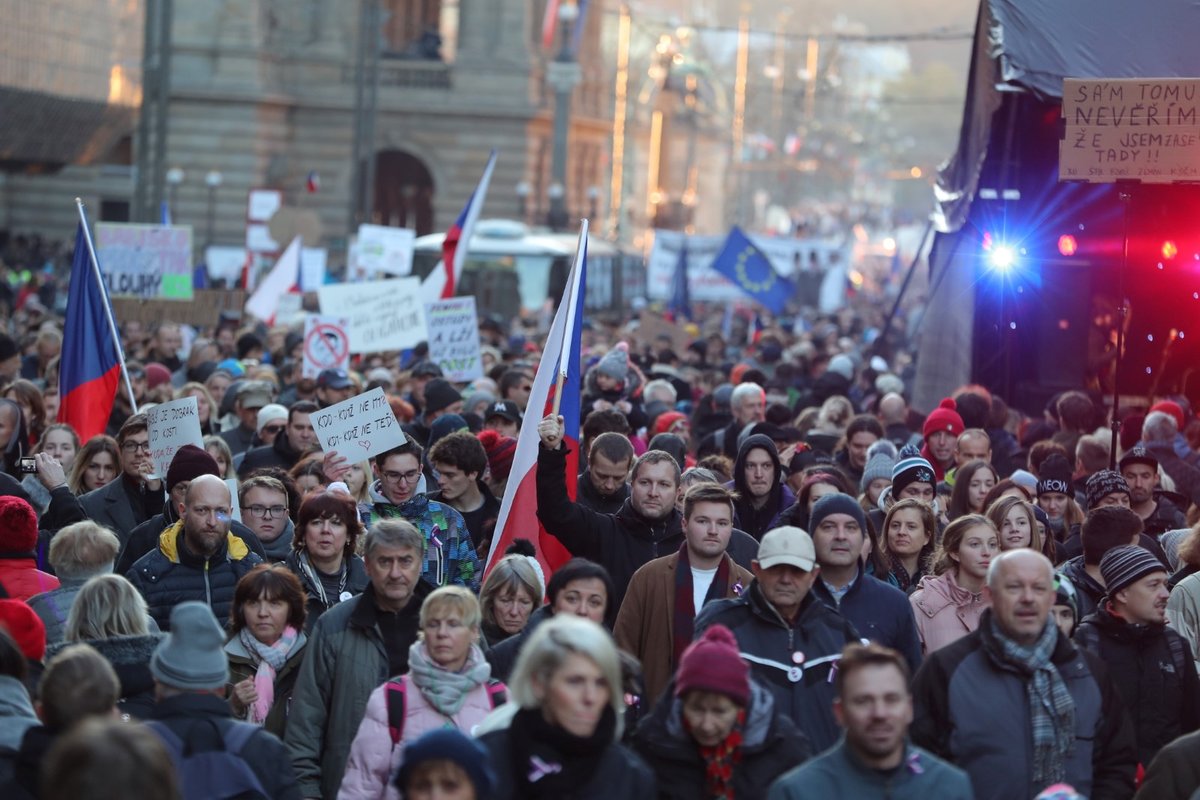 Demonstrace při oslavách výročí 17. listopadu. (17.11.2018)