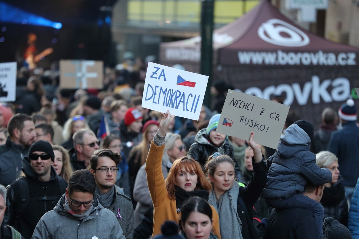 Demonstrace při oslavách výročí 17. listopadu. (17.11.2018)