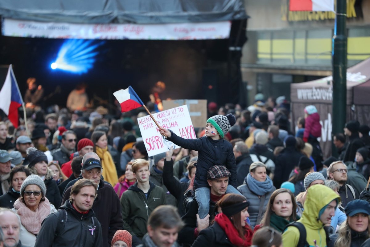 Demonstrace při oslavách výročí 17. listopadu. (17.11.2018)