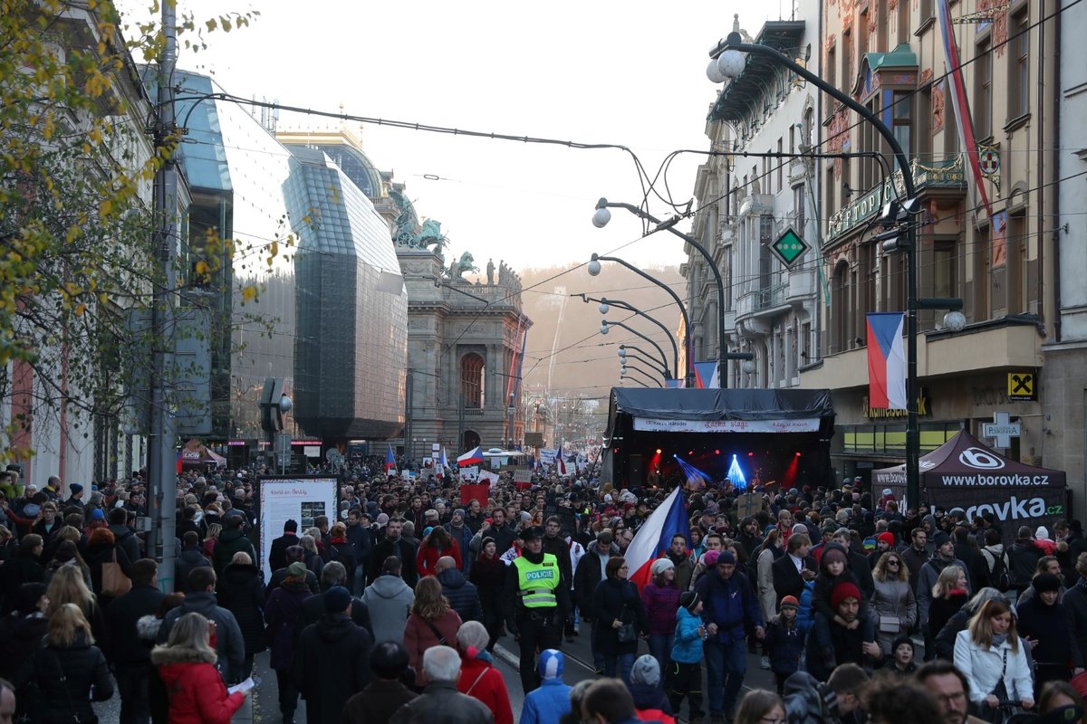 Demonstrace při oslavách výročí 17. listopadu. (17.11.2018)