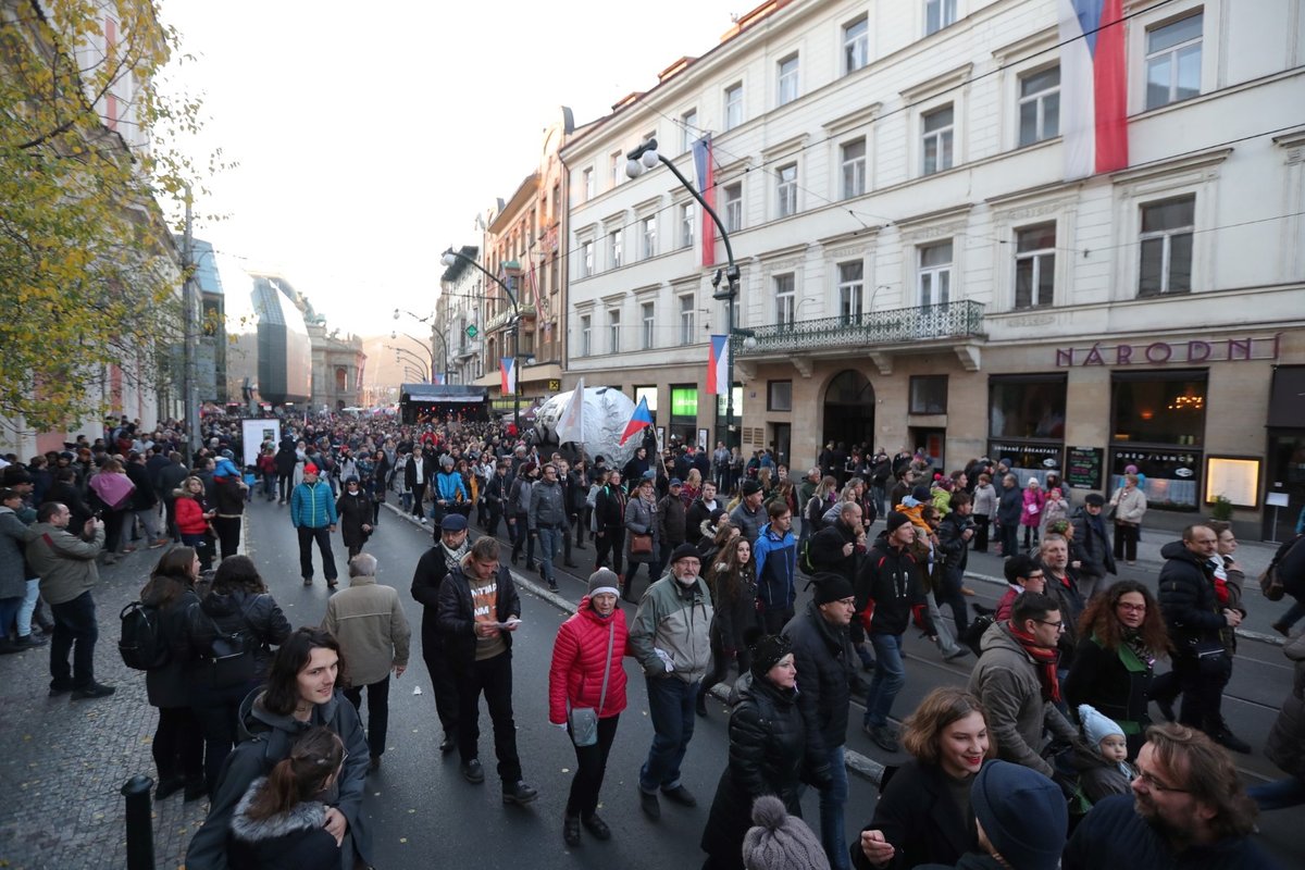 Demonstrace při oslavách výročí 17. listopadu. (17.11.2018)