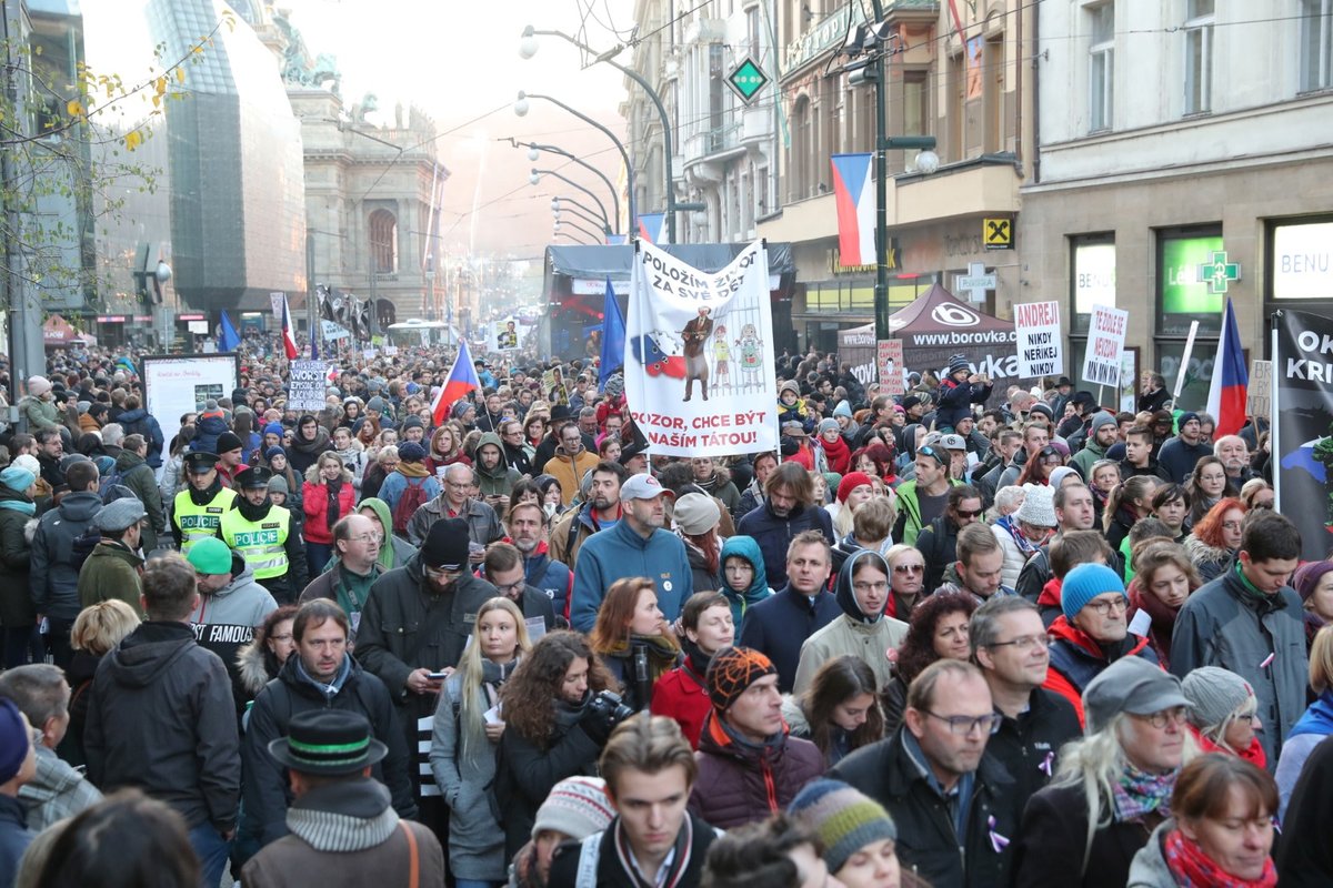 Demonstrace při oslavách výročí 17. listopadu. (17.11.2018)