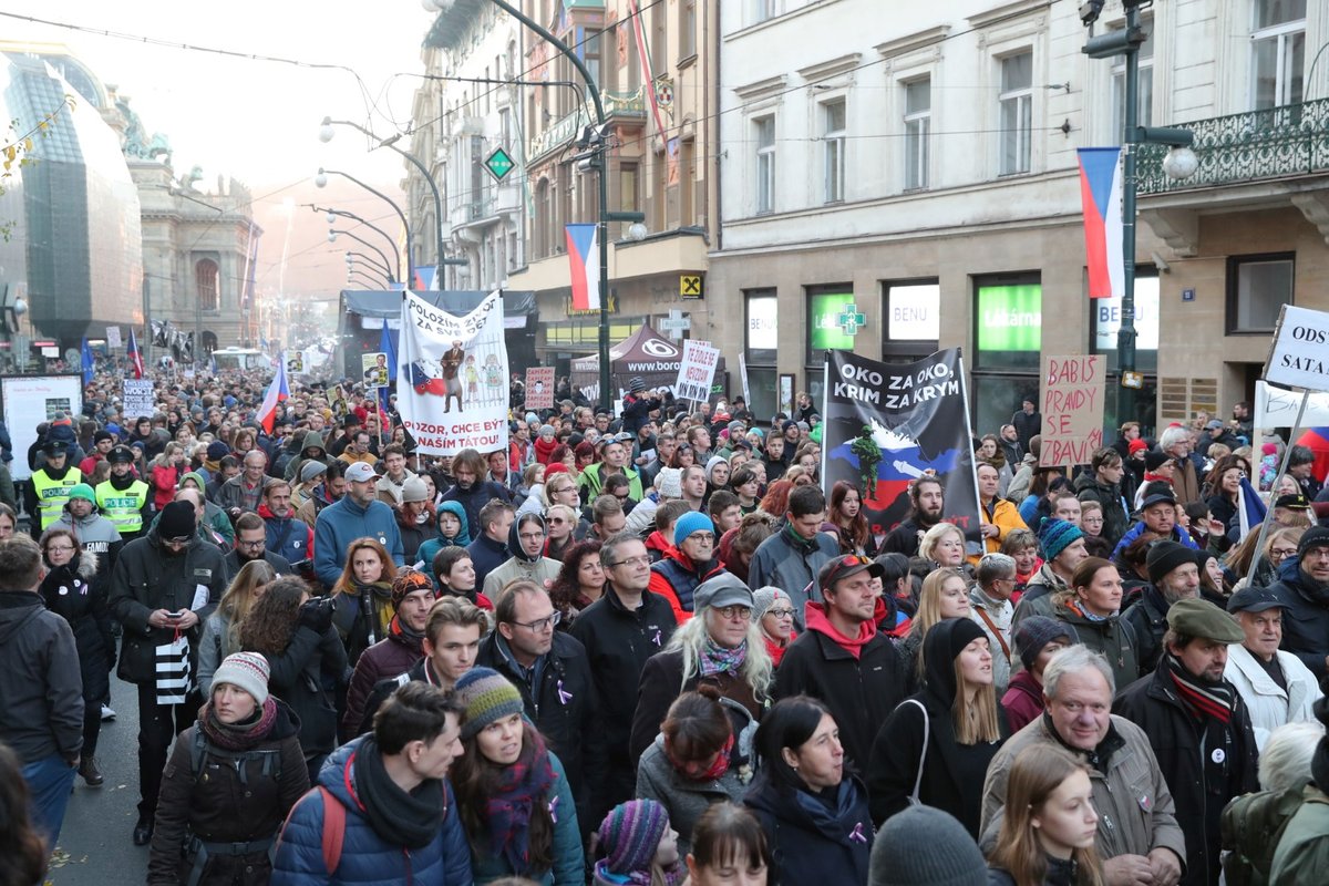 Demonstrace při oslavách výročí 17. listopadu. (17.11.2018)