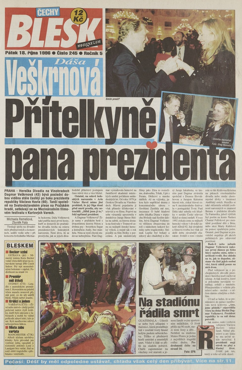 Takhle se o vztahu Havlových psalo 18. října 1996.