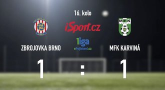 CELÝ SESTŘIH: Brno - Karviná 1:1. Domácím zachránil remízu v závěru Vraštil