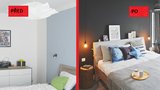 Proměna ložnice: tuctový prostor oživily barvy, navíc díky pařezu voní lesem 