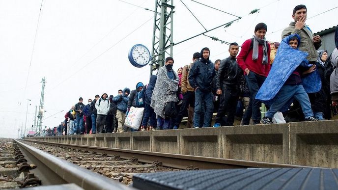 Migranti na nádraží v německém Pasově. Migranti na nádraží v německém Pasově.