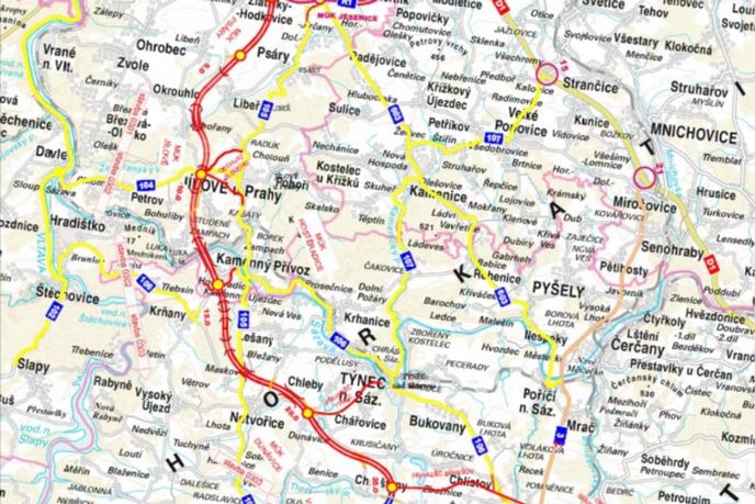 Mapa benešovské silnice Mapa benešovské silnice