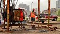 Stavba tramvajové tratě v americkém Detroitu Stavba tramvajové tratě v americkém Detroitu