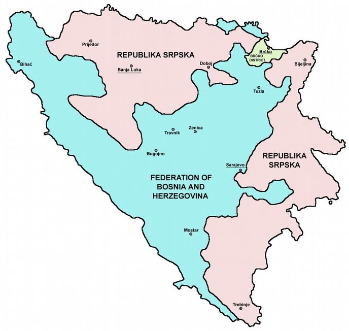 Mapa Bosny a Hercegoviny Mapa Bosny a Hercegoviny