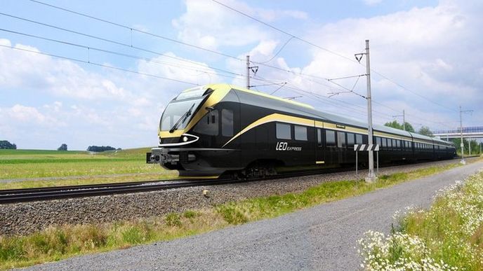 Vizualizace elektrické jednotky Flirt od švýcarského výrobce Stadler Rail. Od jara ji bude společnost testovat na zkušebním okruhu u Velimi. Vizualizace elektrické jednotky Flirt od švýcarského výrobce Stadler Rail. Od jara ji bude společnost testovat na zkušebním okruhu u Velimi.