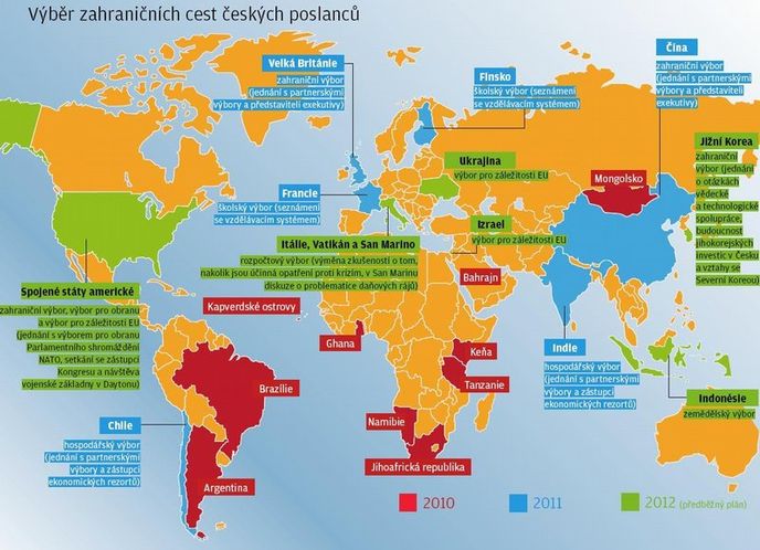 Výběr zahraničních cest českých poslanců Výběr zahraničních cest českých poslanců
