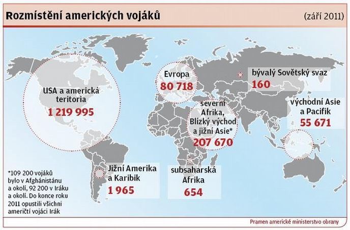 Rozmístění amerických vojáků Rozmístění amerických vojáků