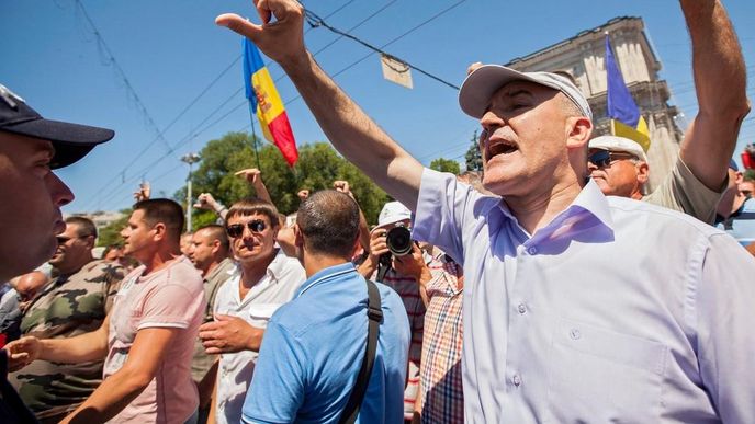 Jedna z řady demonstrací v Kišiněvě Jedna z řady demonstrací v Kišiněvě