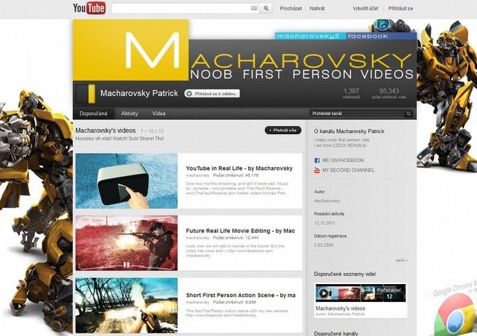 Úspěšný partnerský Youtube kanál Patricka Macharovského Úspěšný partnerský Youtube kanál Patricka Macharovského