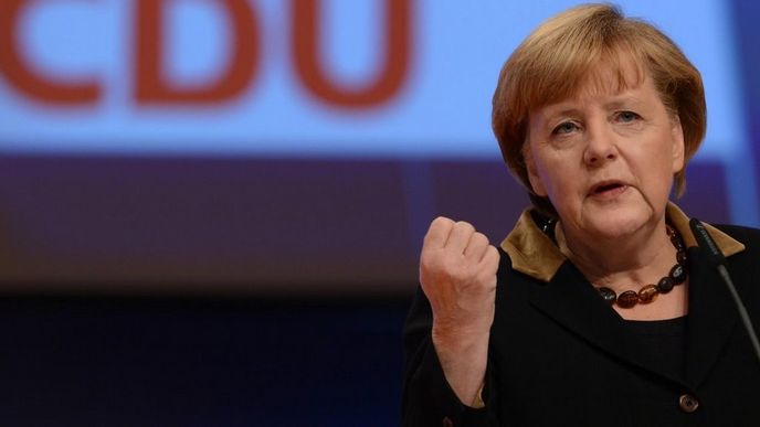 Angela Merkelová během sjezdu CDU Angela Merkelová během sjezdu CDU