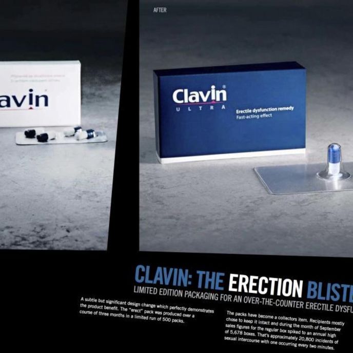 Agentura Ogilvy & Mather přivezla zlatou medaili za speciální verzi balení tablet Clavinu se „vztyčenou“ pilulkou Agentura Ogilvy & Mather přivezla zlatou medaili za speciální verzi balení tablet Clavinu se „vztyčenou“ pilulkou