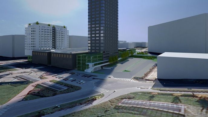 Lužiny - model 26patrového domu "nalepeného" na Obchodní centrum Lužiny Lužiny - model 26patrového domu "nalepeného" na Obchodní centrum Lužiny