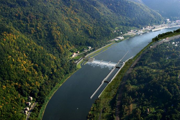 vizualice nového jezu u Děčína vizualice nového jezu u Děčína