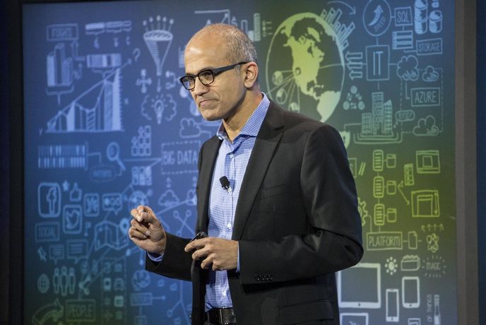Šéf Microsoftu Satya Nadella. Šéf Microsoftu Satya Nadella.
