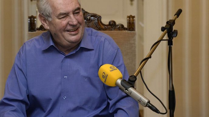 Zeman během vysílání Prezidentského Pressklubu Zeman během vysílání Prezidentského Pressklubu