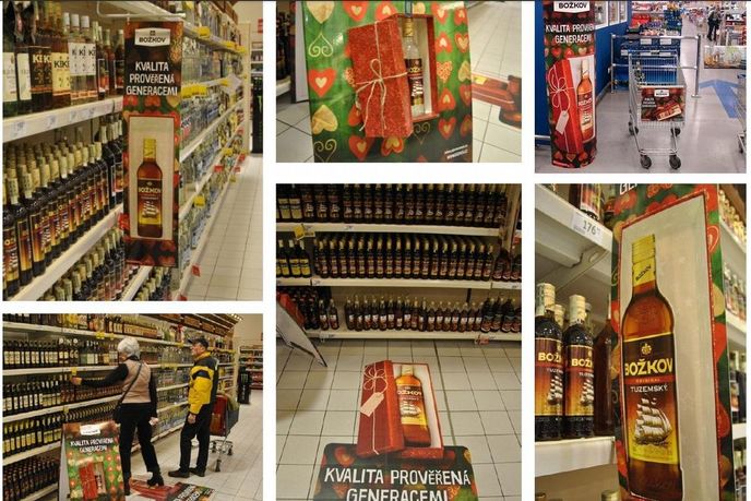 Reklama na Božkov Tuzemský v místě prodeje Reklama na Božkov Tuzemský v místě prodeje