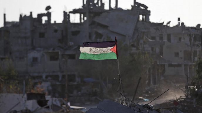 Palestinská vlajka v pásmu Gazy Palestinská vlajka v pásmu Gazy