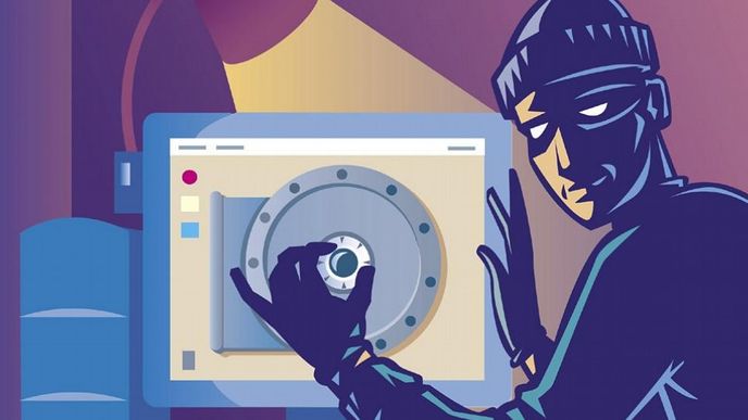 Počítačový zloděj, podvodník; ilustrační grafika Počítačový zloděj, podvodník; ilustrační grafika