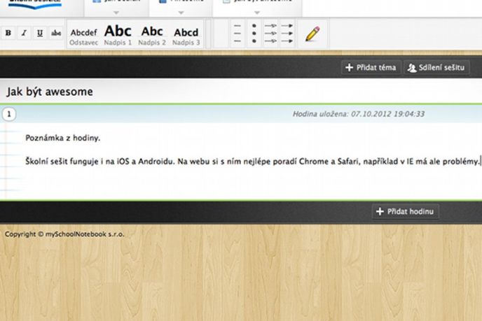 Školní sešit.cz je plně funkční v Chromu a Safari, Internet Explorer na něj údajně nestačí. Školní sešit.cz je plně funkční v Chromu a Safari, Internet Explorer na něj údajně nestačí.