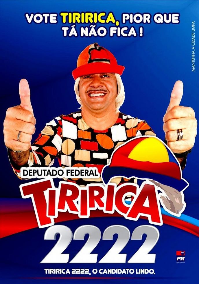 brazilský klaun Tiririca, který již podruhé zasedne na čtyři roky do poslaneckých lavic brazilský klaun Tiririca, který již podruhé zasedne na čtyři roky do poslaneckých lavic