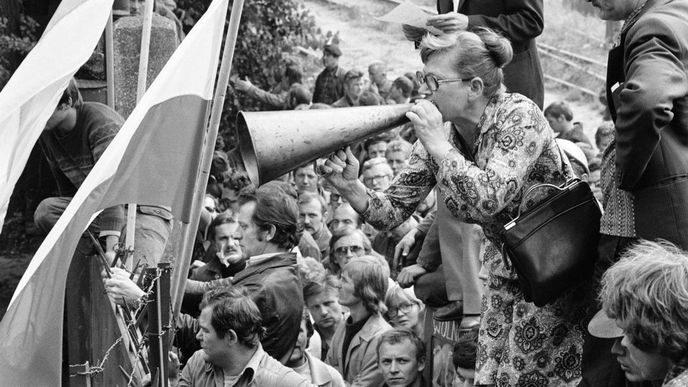 Stávka v gdaňských loděnicích v roce 1980, ilustrační foto Stávka v gdaňských loděnicích v roce 1980, ilustrační foto