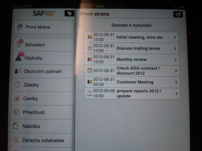 SAP Business One. Aplikace pro iPad, ale jinak spíše virtualizované řešení přes Citrix. SAP Business One. Aplikace pro iPad, ale jinak spíše virtualizované řešení přes Citrix.