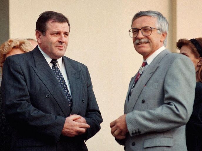 Vladimír Mečiar a Václav Klaus v roce 1992 Vladimír Mečiar a Václav Klaus v roce 1992
