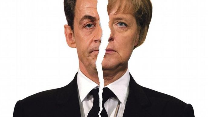 Nicholas Sarkozy a Angela Merkelová - koláž Nicholas Sarkozy a Angela Merkelová - koláž