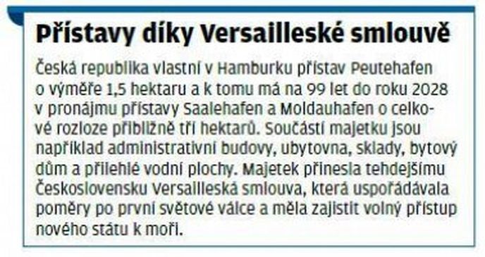 Přístavy díky Versaillské smlouvě Přístavy díky Versaillské smlouvě