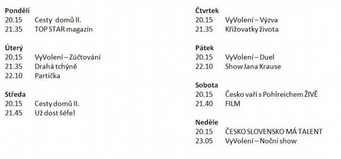 Prime-time na Primě tak bude mít od 28. října 2013 následující podobu Prime-time na Primě tak bude mít od 28. října 2013 následující podobu