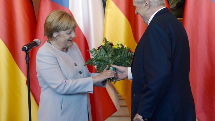 Angela Merkelová a Miloš Zeman Angela Merkelová a Miloš Zeman