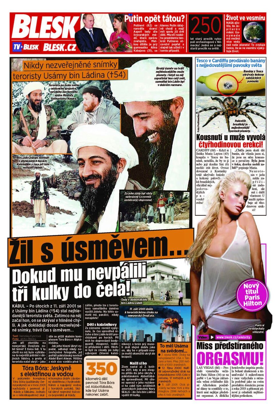 Blesk informoval o zabití Usámy bin Ládina v roce 2011.