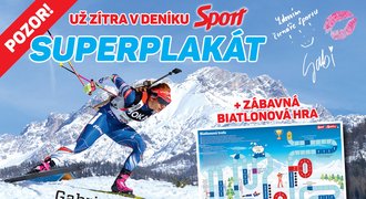 SUPERDÁREK v sobotním deníku Sport! XXXL plakát Koukalové a biatlonová hra