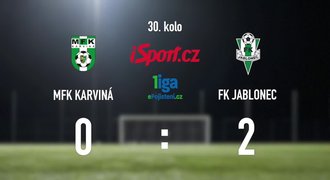 CELÝ SESTŘIH: Karviná - Jablonec 0:2. Jízdu hostů ozdobil dvěma góly Doležal