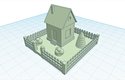 Model domečku pro 3D tiskárnu vytvořený v Tinkercadu