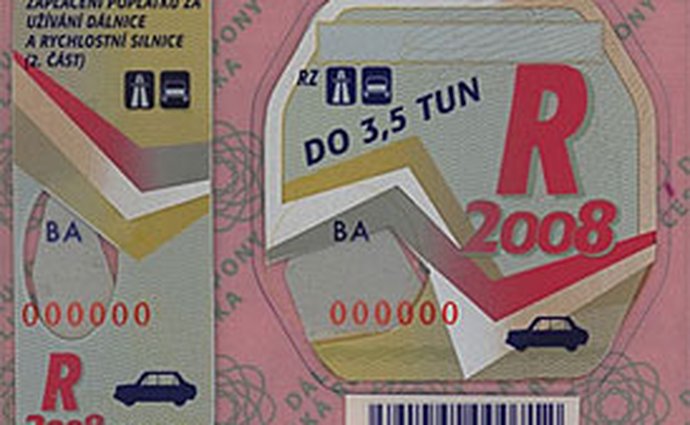 Dálniční známky na rok 2008, základní stojí 1.000,-Kč