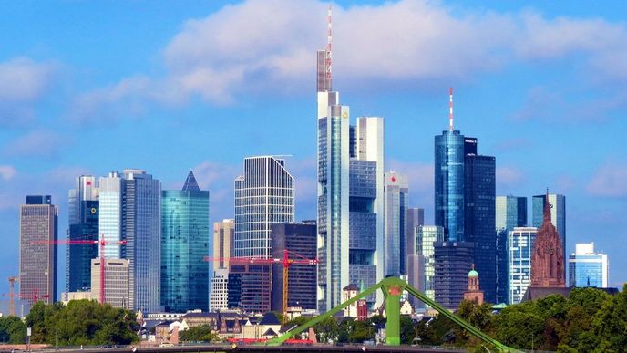 Frankfurt, jedno z finančních center Evropské unie