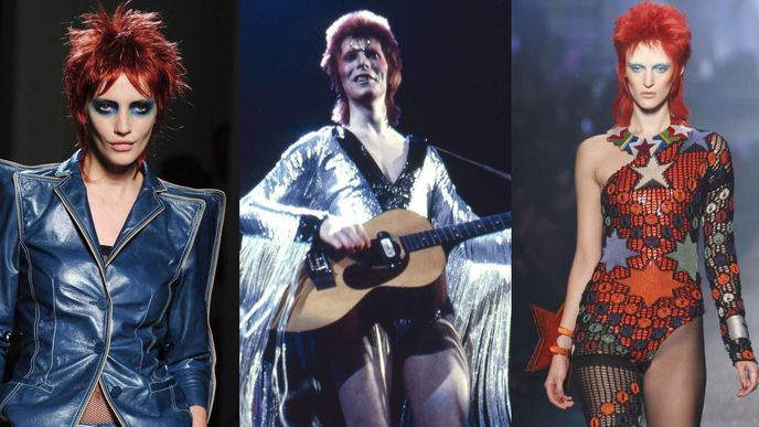 Glam rock i kariéra Davida Bowieho jsou dodnes inspirací pro mnohé módní návrháře. Glam rock i kariéra Davida Bowieho jsou dodnes inspirací pro mnohé módní návrháře.