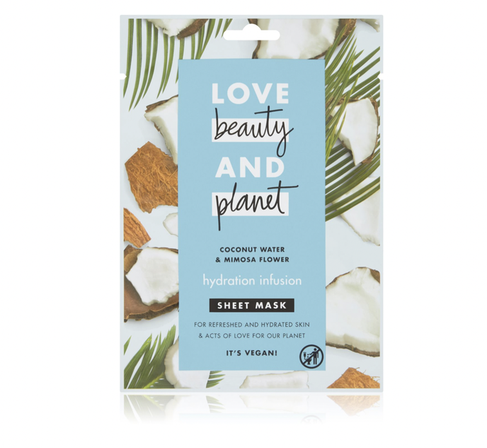 Love Beauty & Planet Hydration Infusion Coconut Water & Mimosa Flower plátýnková maska pro intenzivní hydrataci pleti, 59 Kč, notino.cz