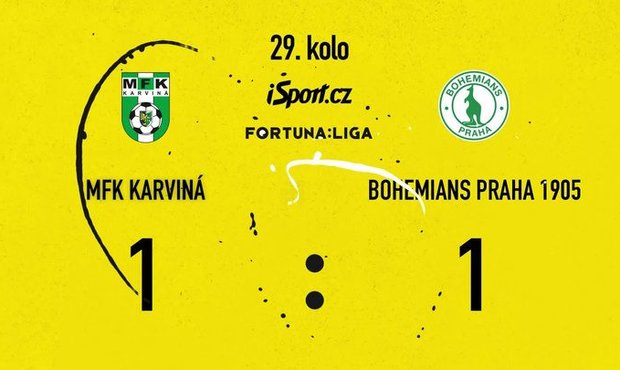 SESTŘIH: Karviná - Bohemians 1:1. Na ránu  Budínského odpověděl Prekop